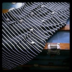 Black and White Striped Retro Sailor Style Dress